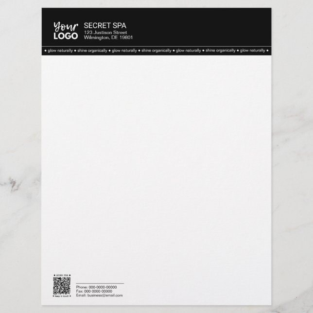 En-tête De Lettre Logo d'entreprise QR Black Border Moderne Professi (Devant)