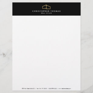 En-tête De Lettre Logo Faux Gold sur Black