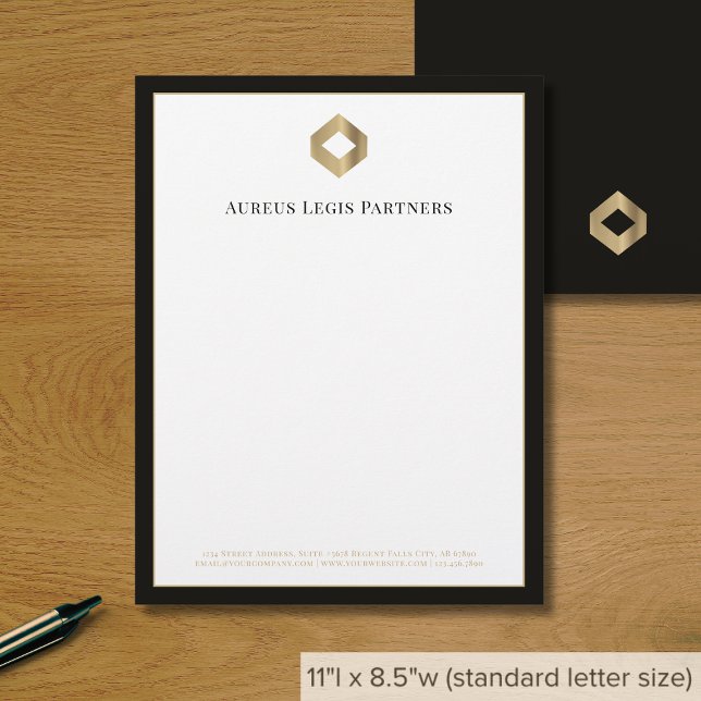 En-tête De Lettre Logo Or sophistiqué Bordure noire (Créateur téléchargé)