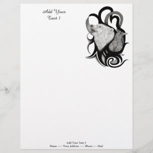 En-tête De Lettre Loup blanc avec art tribal coréen