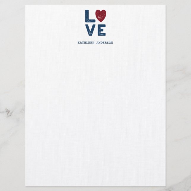 En-tête De Lettre LOVE Graphic Minimaliste Look Custom Letterhead (Devant)