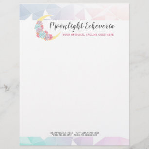 En-tête De Lettre Lune et succulents Pastel Mystic Boho Floral Cactu