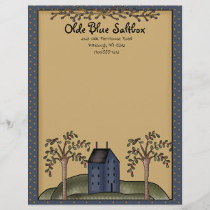 En-tête De Lettre Maison de Saltbox Bleue avec étoiles primitives et