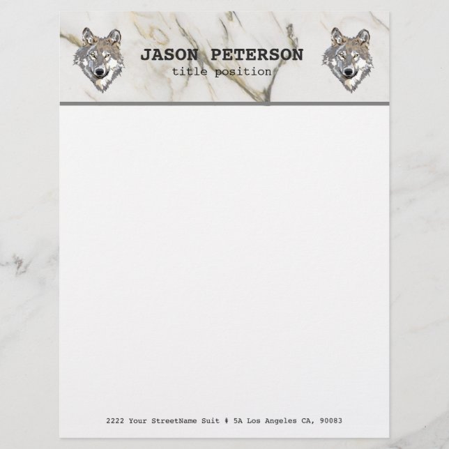 En-tête De Lettre Marbre Beige Et Loup (Devant)