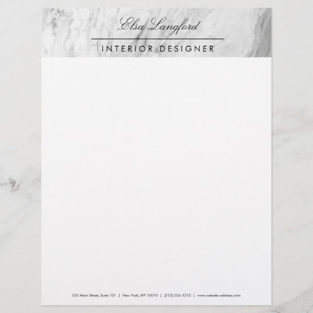 En-tête De Lettre Marbre blanc moderne et design de luxe (Devant)