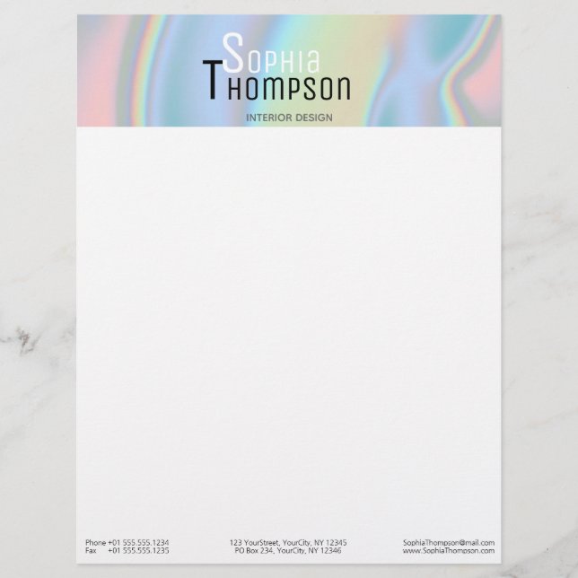 En-tête De Lettre Marbre liquide holographique moderne (Devant)