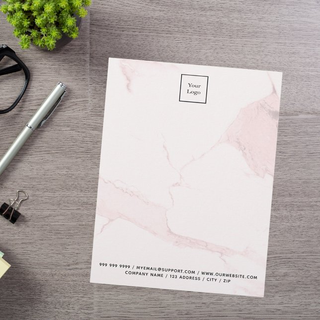 En-tête De Lettre Marbre rose clair élégant logo d'entreprise (Créateur téléchargé)