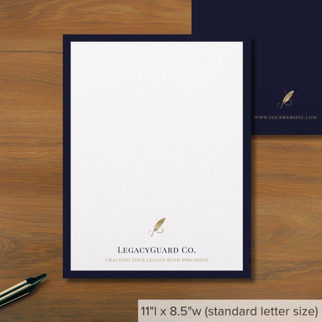 En-tête De Lettre Marine sophistiquée et Gold Quill (Créateur téléchargé)