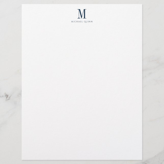 En-tête De Lettre Masculine professionnel Marine bleu Monogramme (Devant)