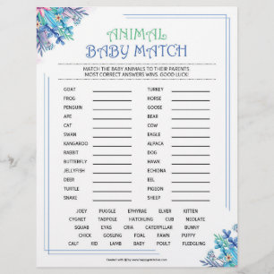 En-tête De Lettre Match bébé animal [thème floral bleu]
