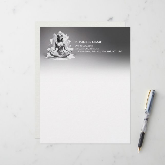 En-tête De Lettre Méditation Yoga Instructeur Reiki Master Low Poly (Devant/Arrière en situation)