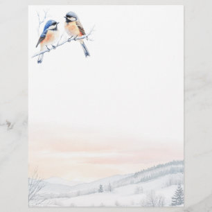 En-tête De Lettre Mésange en hiver Noël