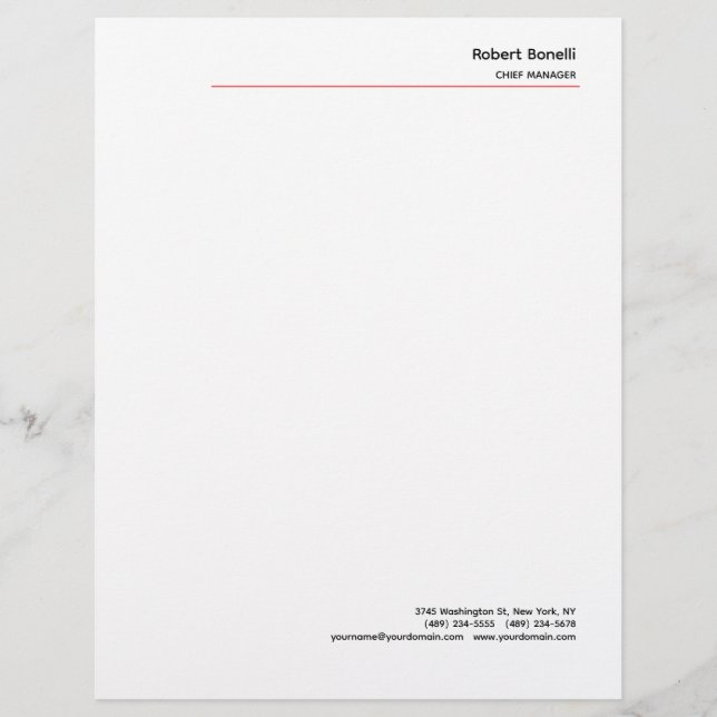 En-tête De Lettre Minimaliste rouge clair moderne (Devant)