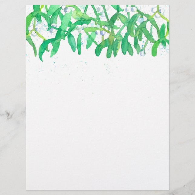 En-tête De Lettre Mistletoe Aquarelle Noël Plantes de vacances (Devant)