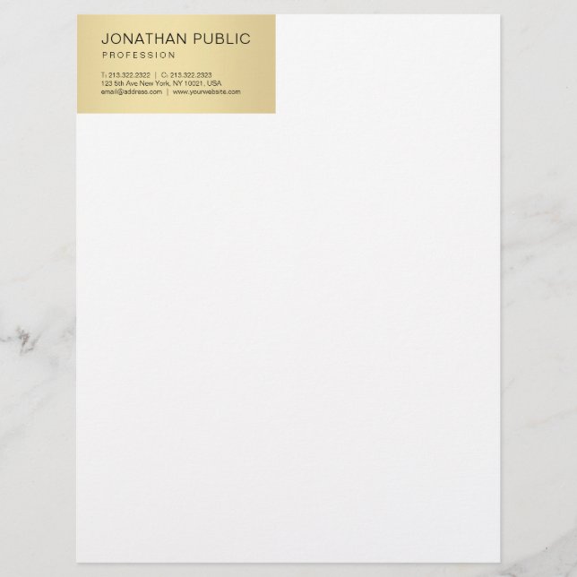 En-tête De Lettre Modèle blanc or moderne créatif Élégant Simple (Devant)