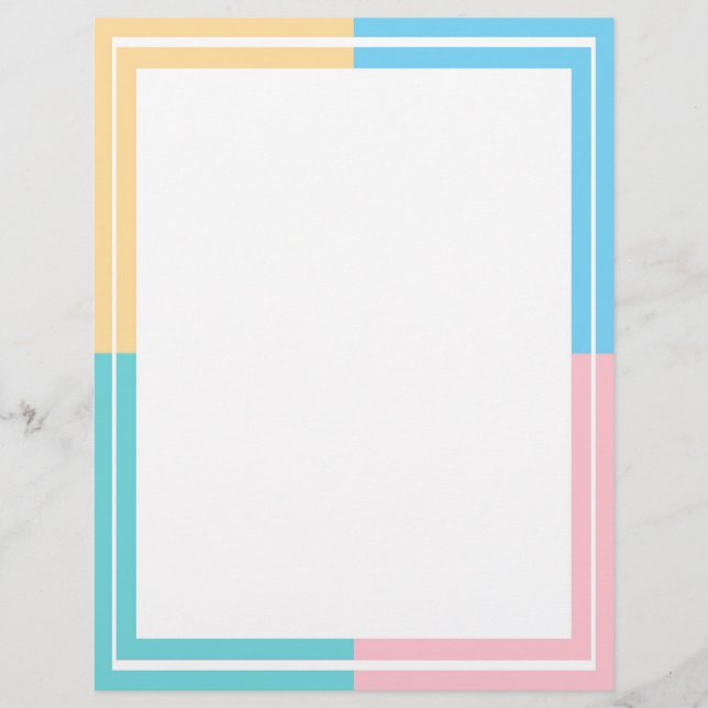 En-tête De Lettre Modèle blanc personnalisé rose jaune bleu (Devant)