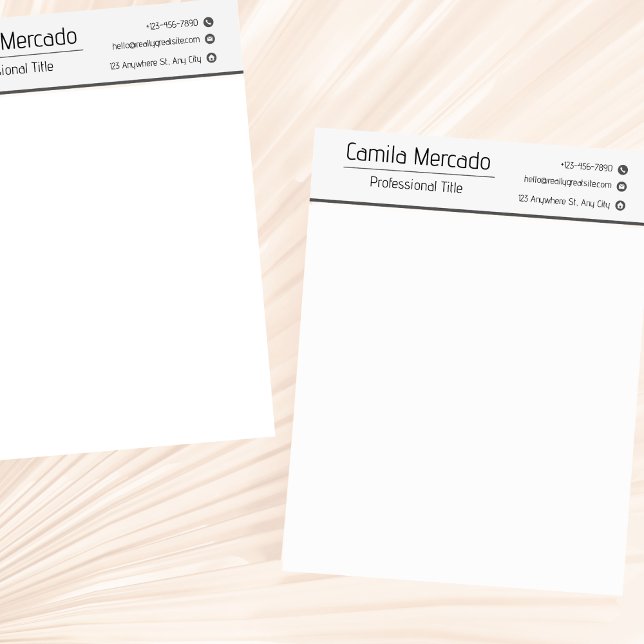 En-tête De Lettre Modèle de cadre simple gris blanc (Créateur téléchargé)