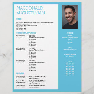 En-tête De Lettre MODÈLE de RESUME diplômé - photo personnalisée CYA