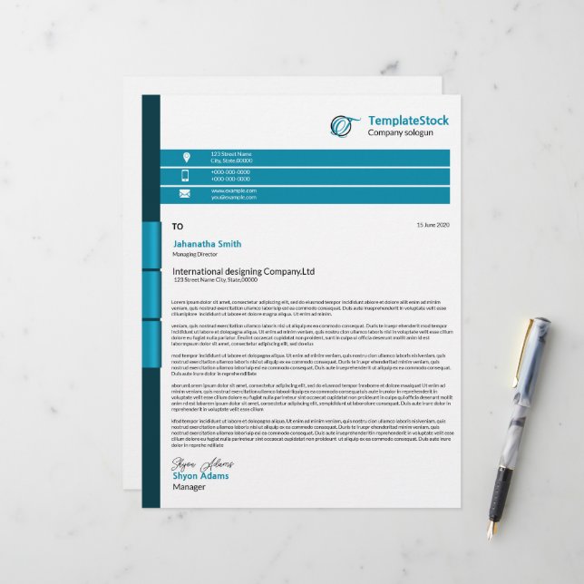 En-tête De Lettre Modèle en-tête Business (Devant/Arrière en situation)