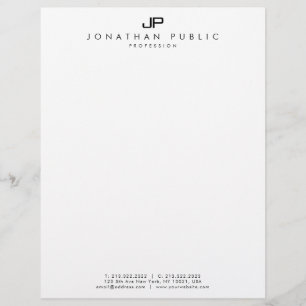 En-tête De Lettre Modèle simple de monogramme noir et blanc élégant