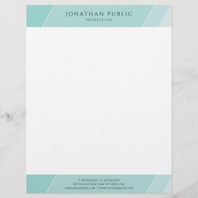 En-tête De Lettre Modèle simple moderne vert et blanc élégant (Devant)