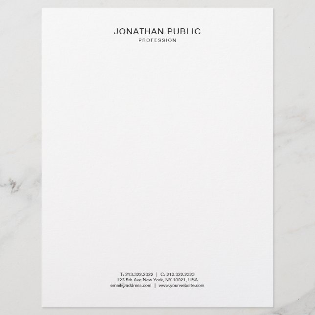 En-tête De Lettre Modèle simple noir et blanc élégant moderne (Devant)