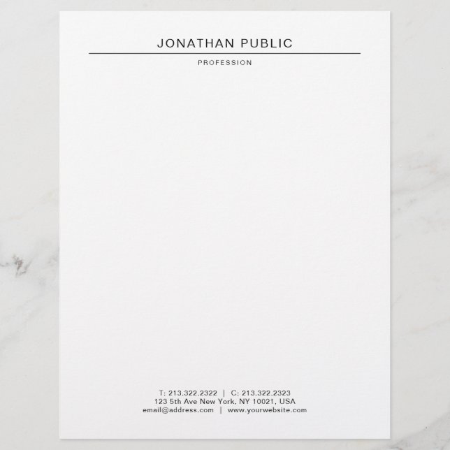En-tête De Lettre Modèle simple, noir et blanc moderne (Devant)