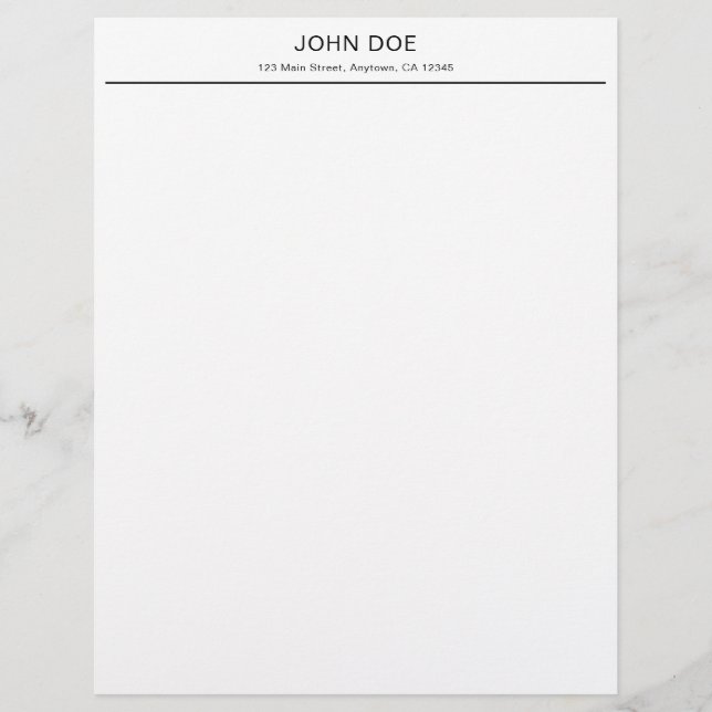 En-tête De Lettre Modern Minimalist Personalized Office Letterhead (Devant)
