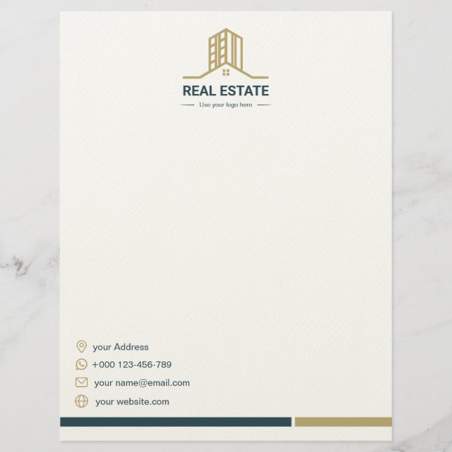 En-tête De Lettre Modern Real Estate Letterhead Template (Devant)