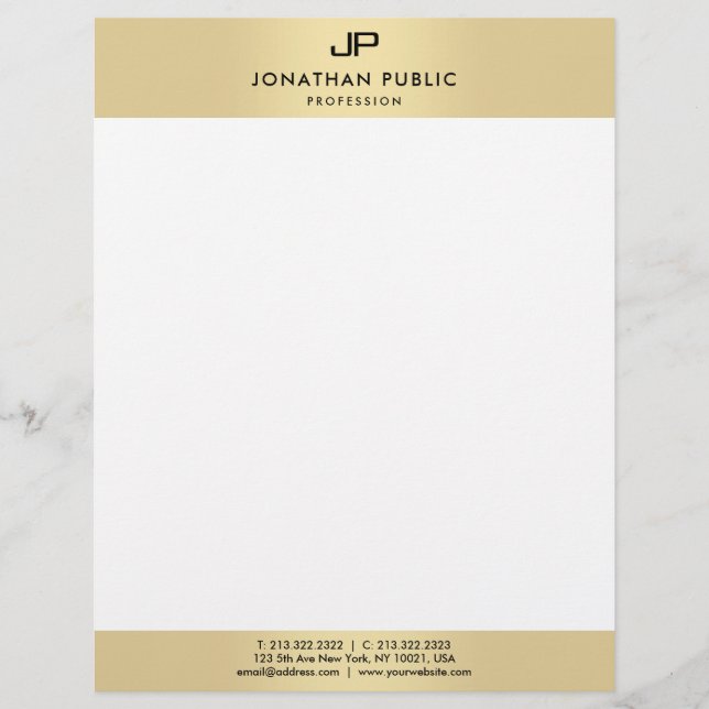 En-tête De Lettre Moderne Élégant Monogramme Glamour Modèle Faux Gol (Devant)