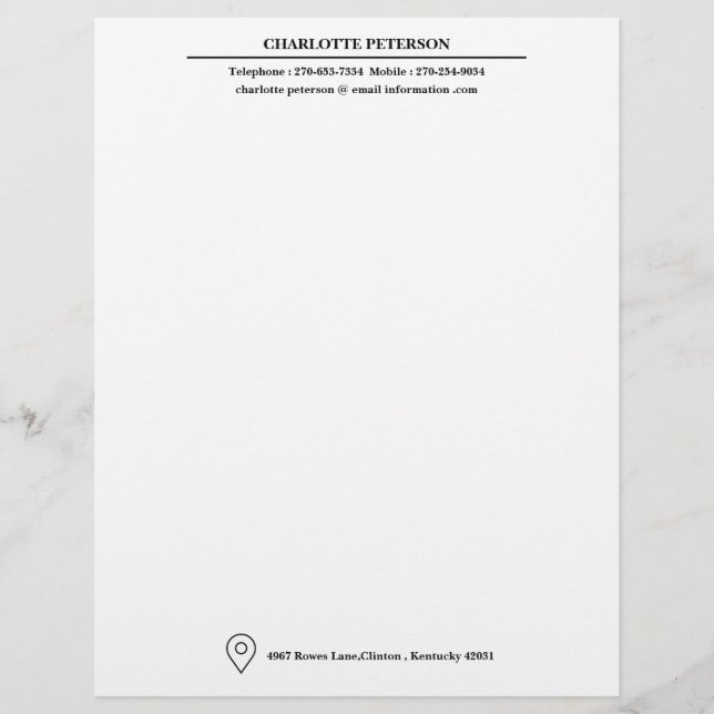 En-tête De Lettre Moderne simple entreprise ou personnel (Devant)