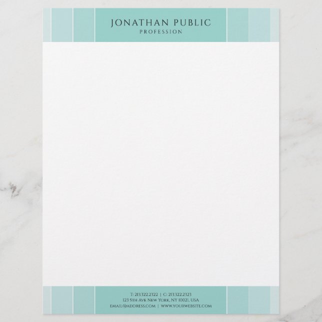 En-tête De Lettre Moderne Simple Modèle Élégant Vert Et Blanc (Devant)