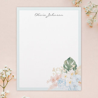 En-tête De Lettre Monogram Watercolor Tropical Flower Bouquet Floral