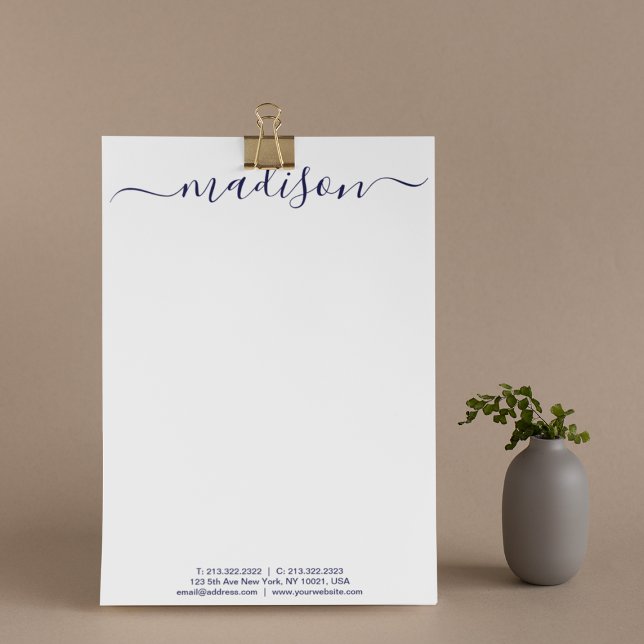 En-tête De Lettre Monogramme élégant en bleu chic (Créateur téléchargé)