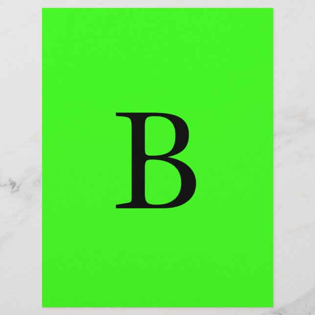 En-tête De Lettre Monogramme Initiales Neon Vert brillant Cool coule (Devant)
