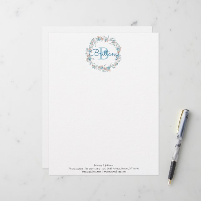 En-tête De Lettre Monogramme - lettre B, en-tête personnalisé (Devant/Arrière en situation)