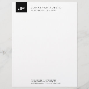 En-tête De Lettre Monogramme moderne noir et blanc Modèle simple