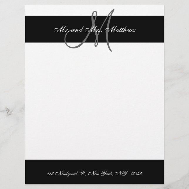 En-tête de lettre Monogramme noir et blanc pour le (Devant)