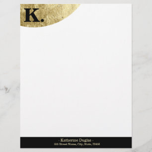 En-tête De Lettre  Monogramme noir initial sur Gold Foil Luxe