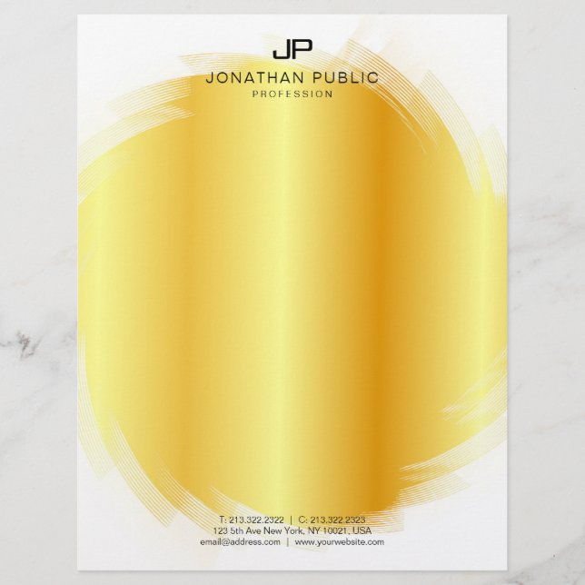 En-tête De Lettre Monogramme personnalisé Modèle Faux Gold (Devant)