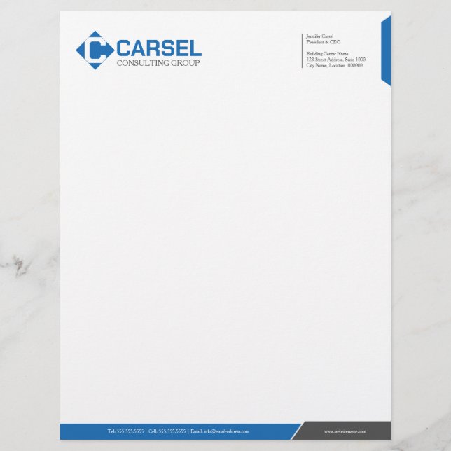 En-tête De Lettre Monogramme professionnel gris bleu (Devant)