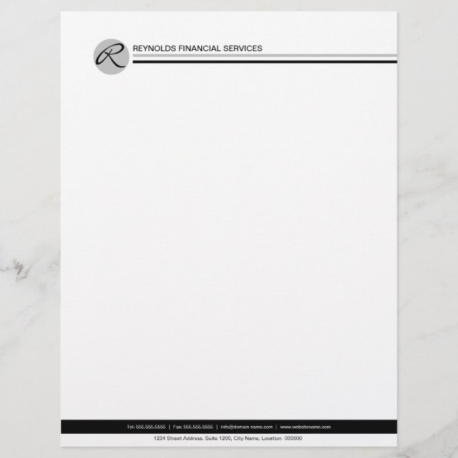 En-tête De Lettre Monogramme professionnel gris noir (Devant)