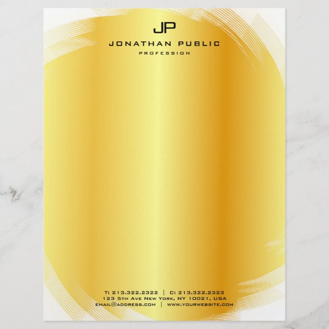 En-tête De Lettre Monogramme tendance Faux Gold Modèle Élégant (Devant)