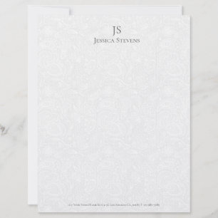 En-tête De Lettre Motif de damas blanc à peluche gris minimal