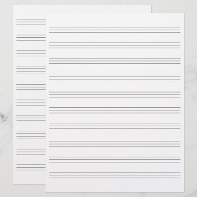 En-tête De Lettre Musique double face Manuscript Personnel Papier bl (Devant / Derrière)