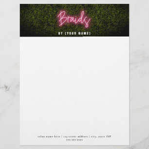 En-tête De Lettre Neon Boxwood Hair Salon Braids Professionnel