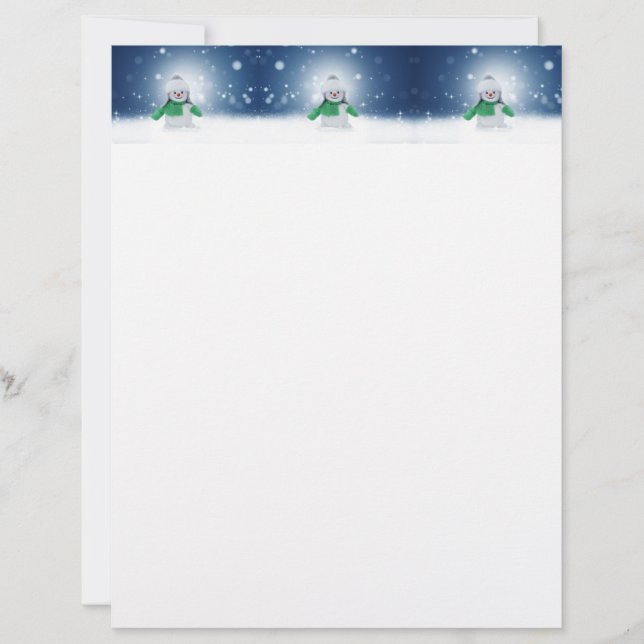 En-tête De Lettre Noël bonhomme de neige SlipperyJoe foulard vert m (Devant)