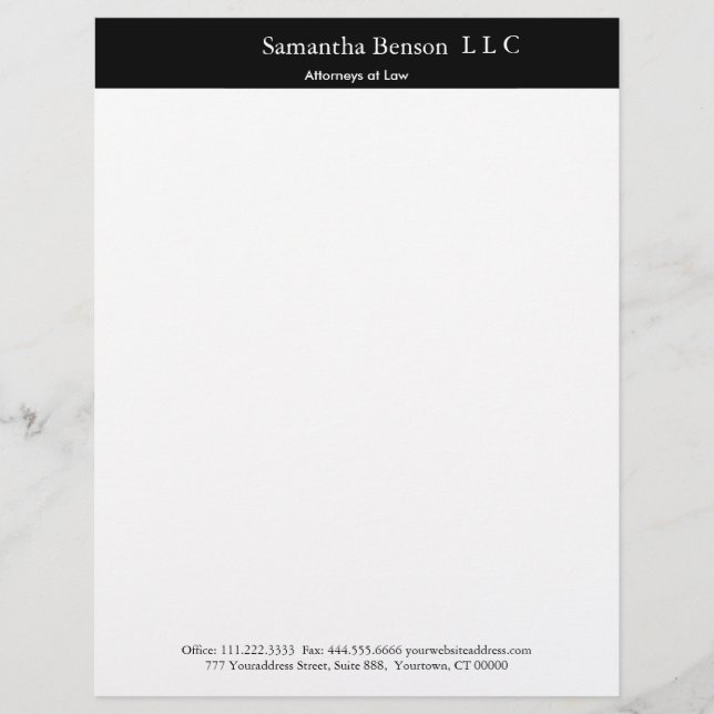 En-tête De Lettre Noir et blanc Simple Professionnel (Devant)
