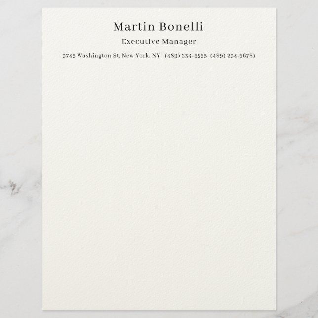 En-tête De Lettre Noir et blanc tendance minimal simple (Devant)