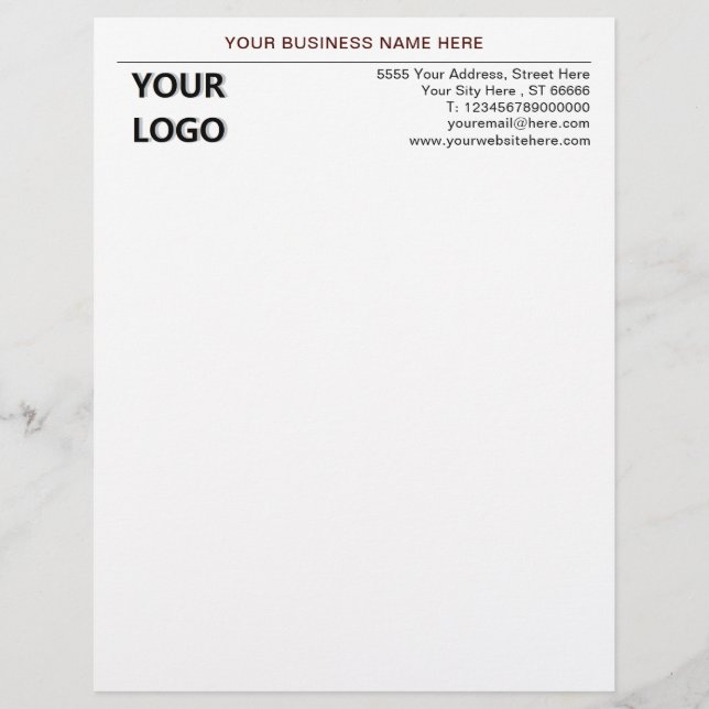 En-tête De Lettre Nom personnalisé Logo d'adresse Info-en-tête comme (Devant)